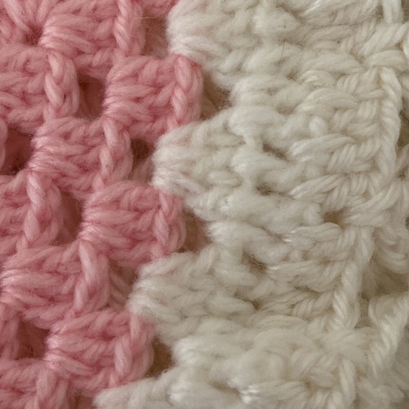 Handmade Crochet Pink and White Child Poncho - Picture 7 of 9